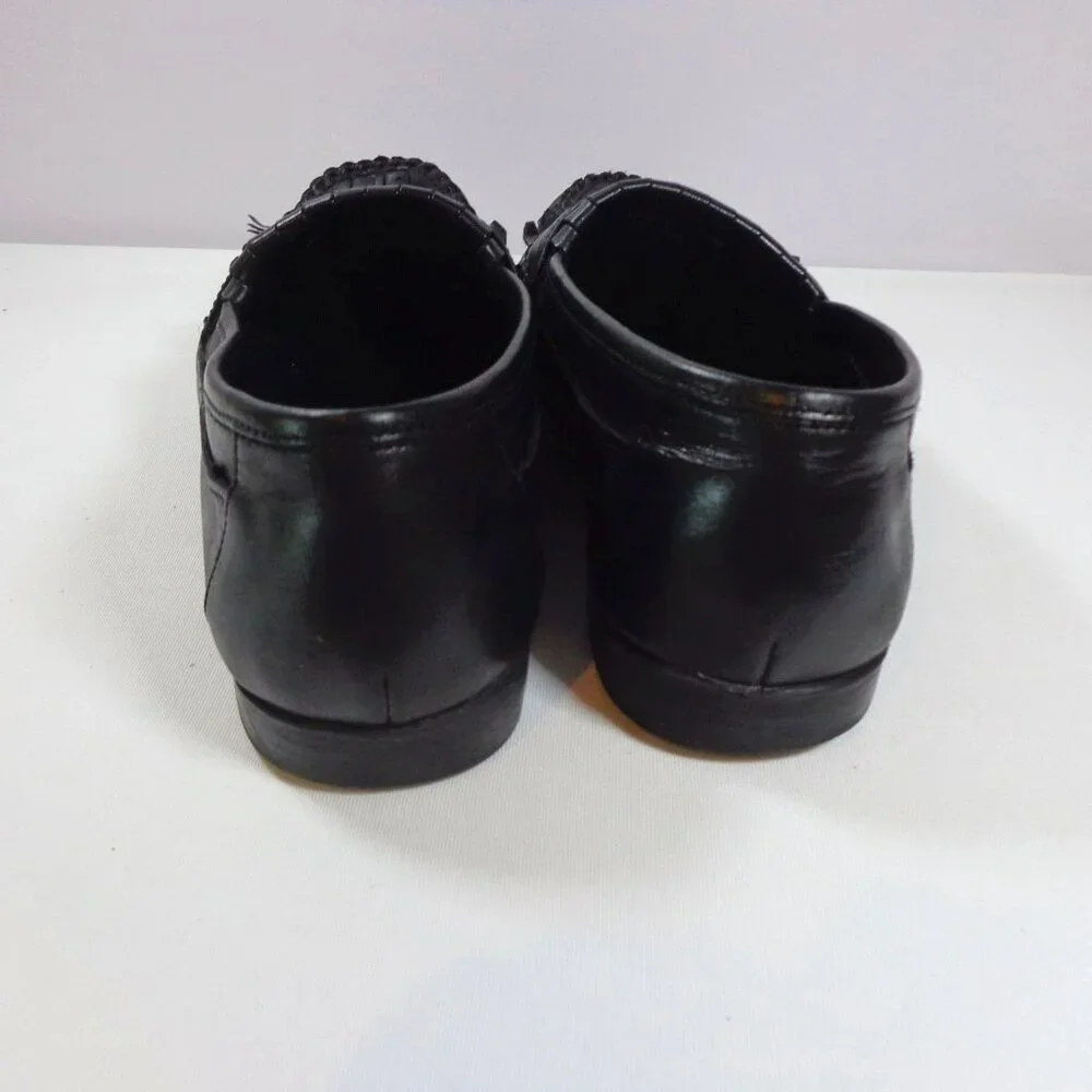 Nunn Bush Mens Black Woven Leather Penney Loafers‎ Tassels Style 84111 Size 10M